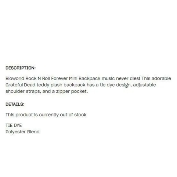 Bioworld tye dye grateful dead bear backpack - Picture 8 of 8